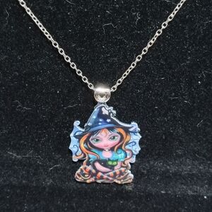 Silver Witch Pendant Necklace